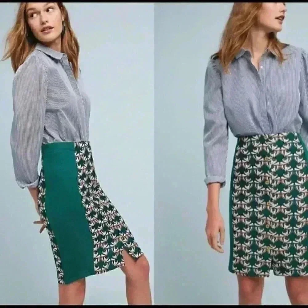 Anthropologie Embroidered Pencil Skirt